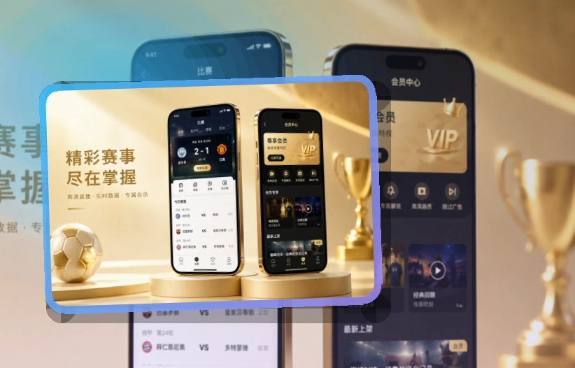 夜间舞台区 · App下载入口 · 赛事内容随身带走界面展示
